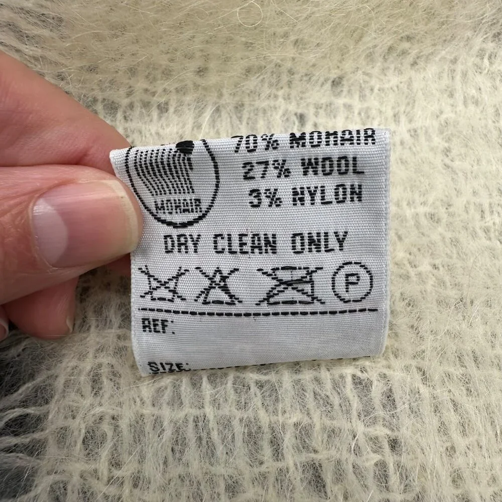 Vintage Scarf Avoca Handweavers Ivory White Mohair Wool Blend Ireland Fuzzy Warm - Picture 3 of 6